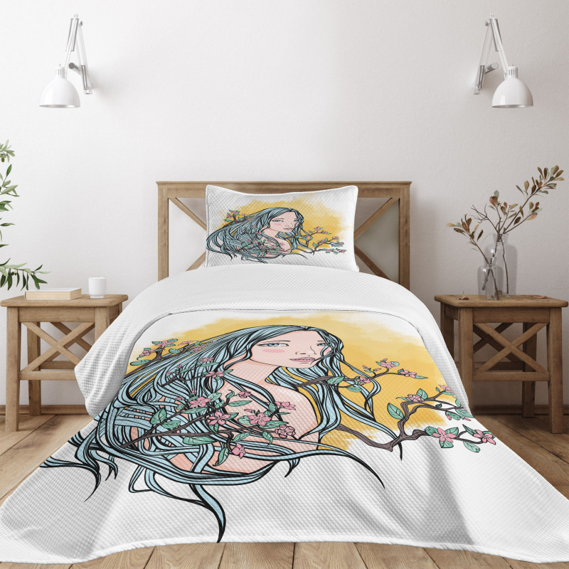 Japanese Cherry Blossom Bedspread Set