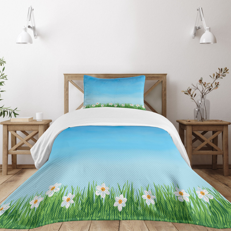 Blue Skies Blurred Background Bedspread Set