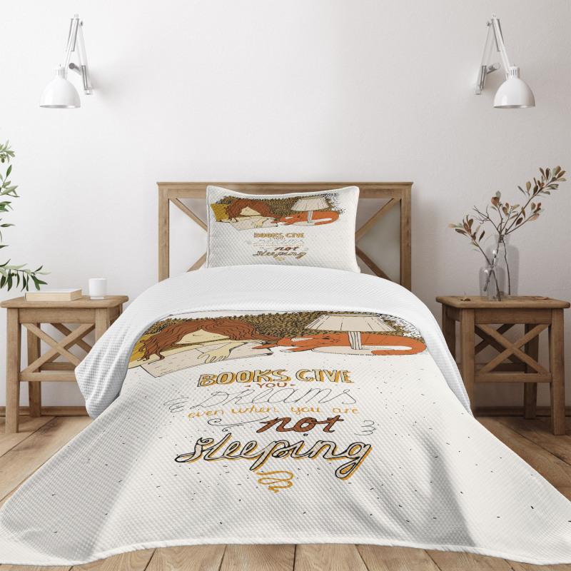 Books Give You Dreams Text Bedspread Set