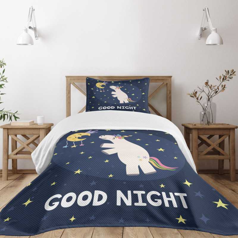 Unicorn with Rainbow Hair Bedspread Set