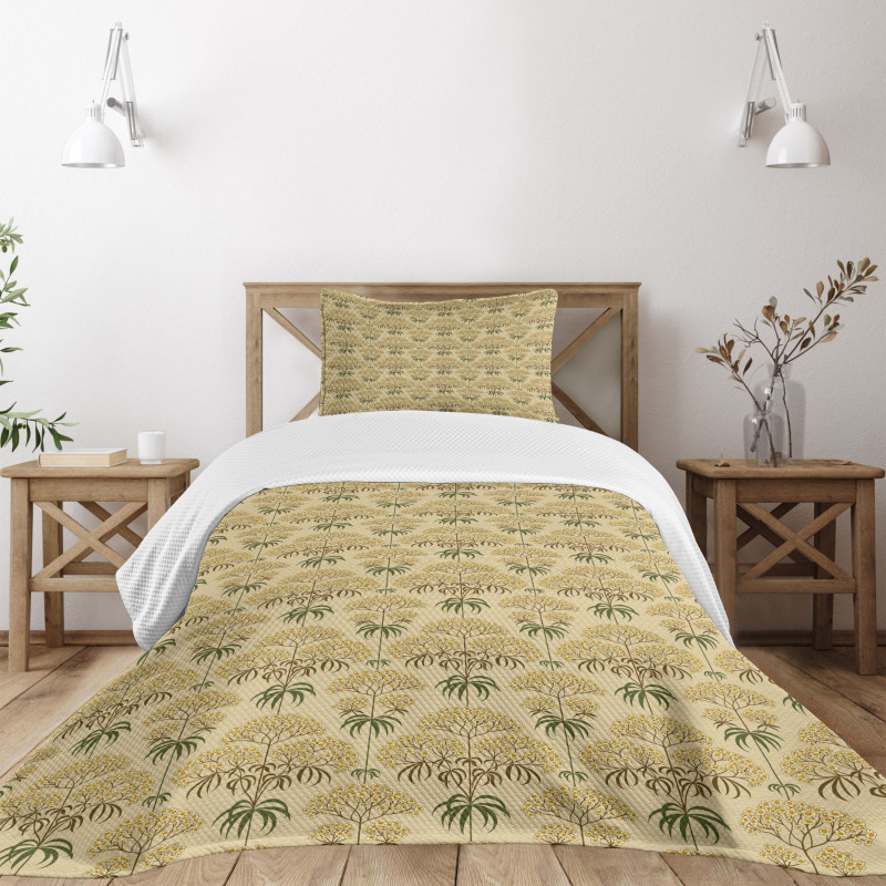 Retro Flowers and Leaves Bedspread Set