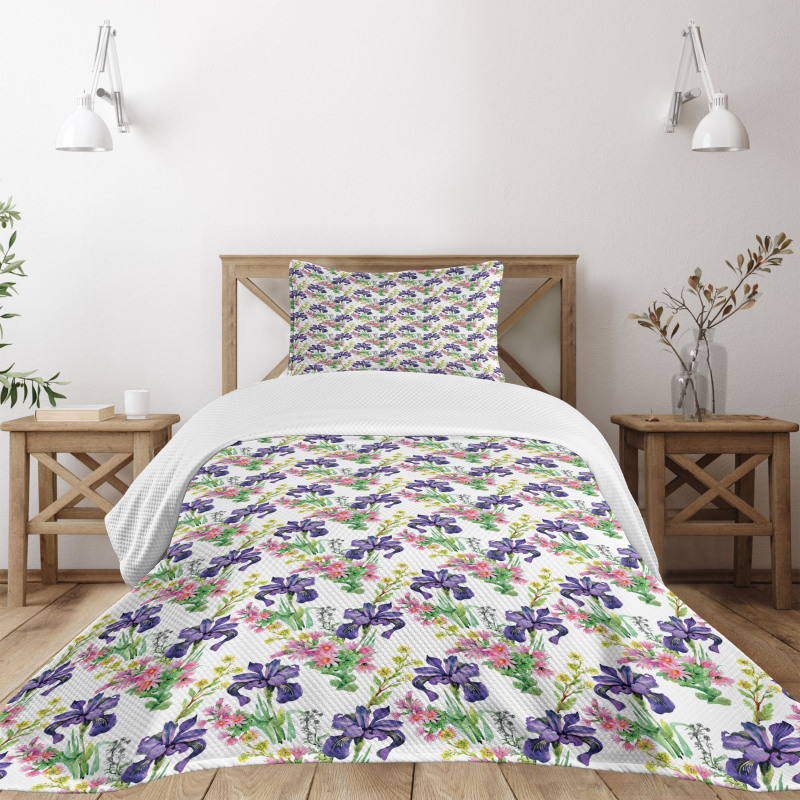 Garden Blooming Tiny Orchids Bedspread Set
