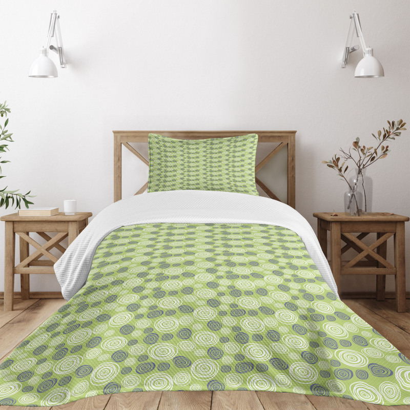 Hand-Drawn Retro Circles Bedspread Set