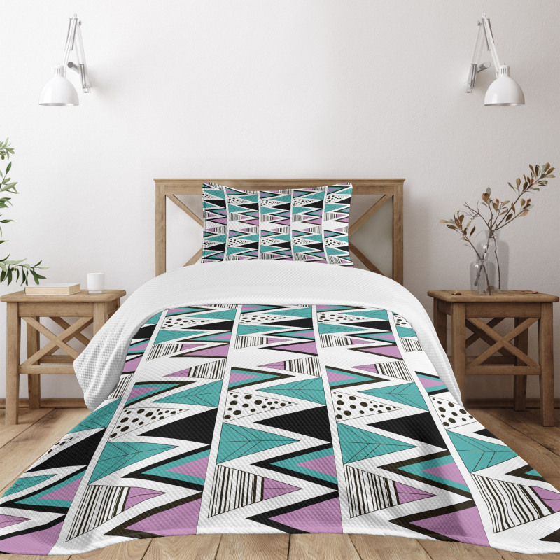 80s Memphis Zigzag Bedspread Set