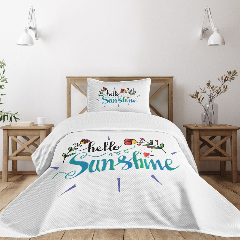 Hello Sunshine with Flower Bedspread Set