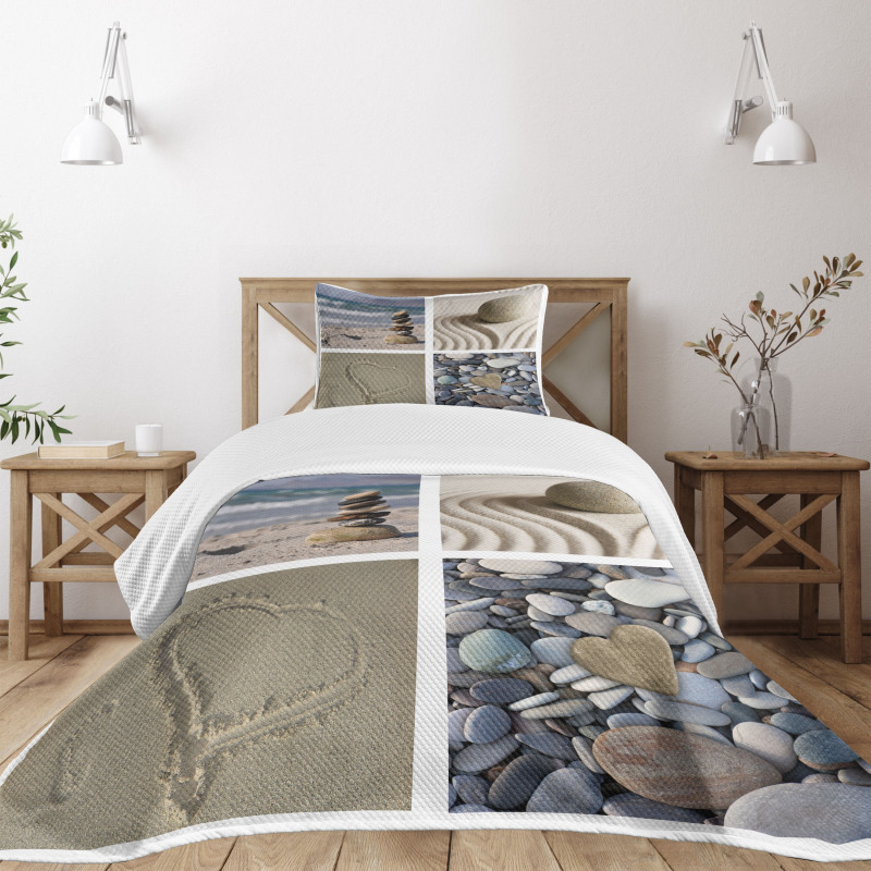 Sand and Pebbles Collage Bedspread Set