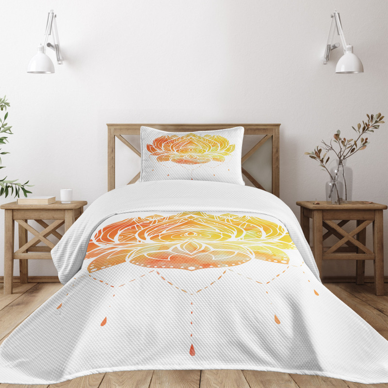 Lotus Flower in Boho Pattern Bedspread Set