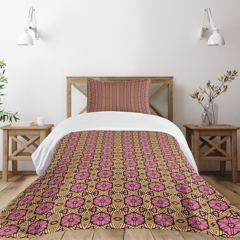 Abstract Folk Tile Bedspread Set