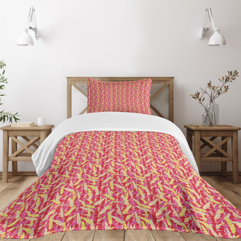 Pastel Tone Feathers Bedspread Set