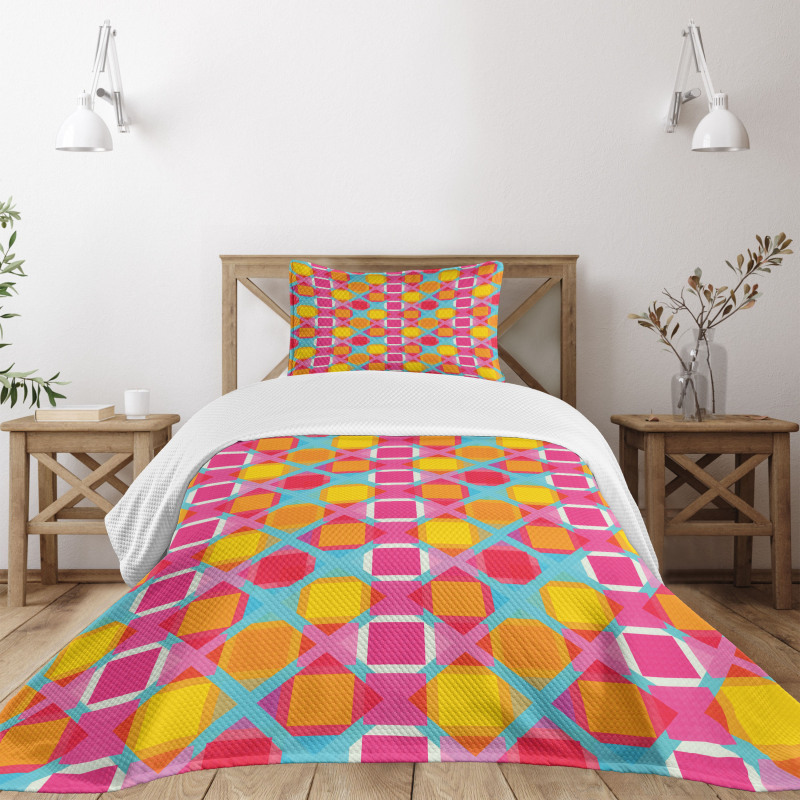 Abstract Line on Grid Bedspread Set