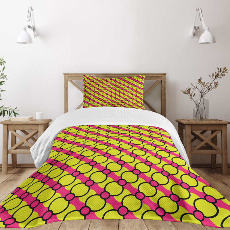 Circles in Vivid Tones Simple Bedspread Set