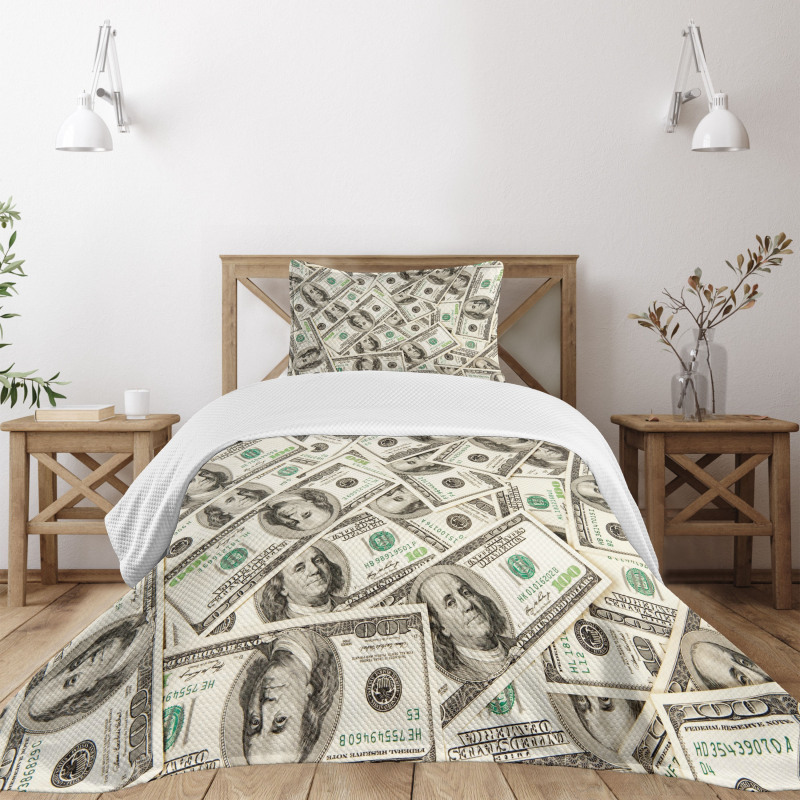 Ben Franklin Portrait Wealth Bedspread Set