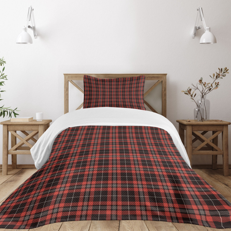 Plaid Composition Abstract Bedspread Set