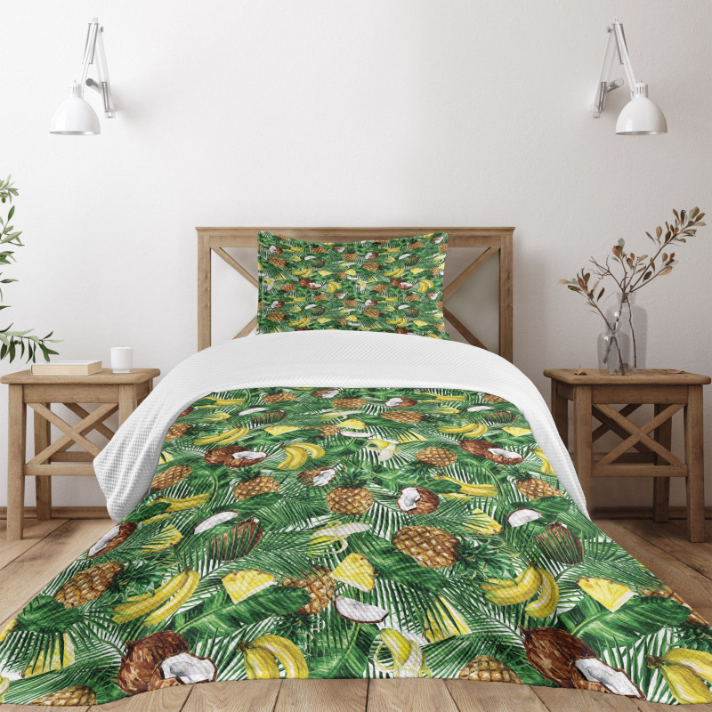 Pineapples Banana Coconut Bedspread Set