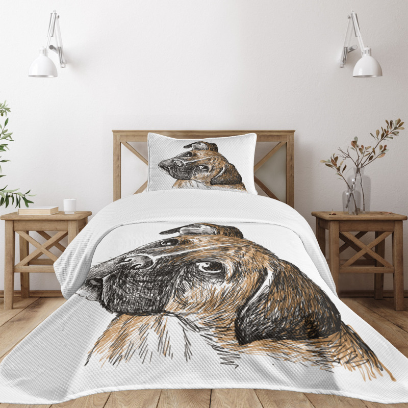 Sketchy Furry Puppy Pet Bedspread Set