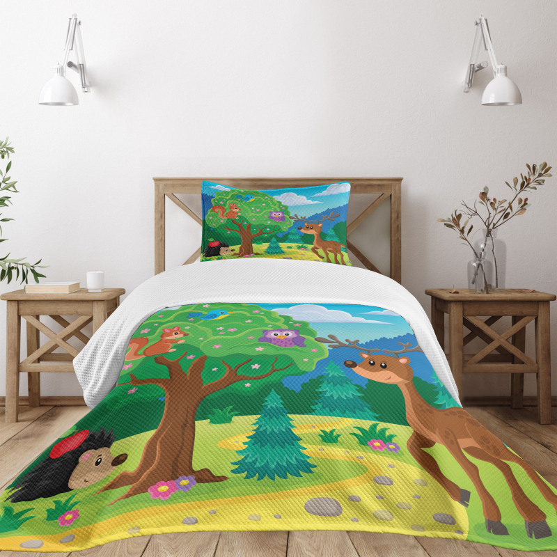 Funny Animals Wildlife Bedspread Set