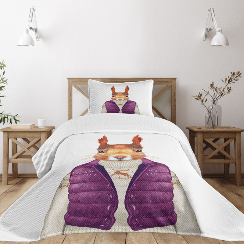 Animal down Vest Sweater Bedspread Set