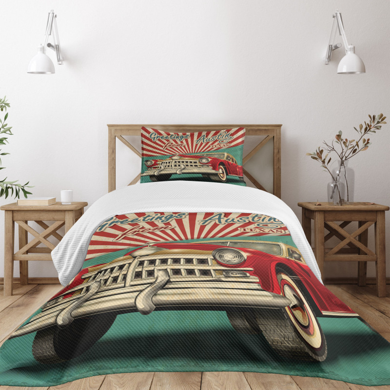 Retro American Classical Car Bedspread Set