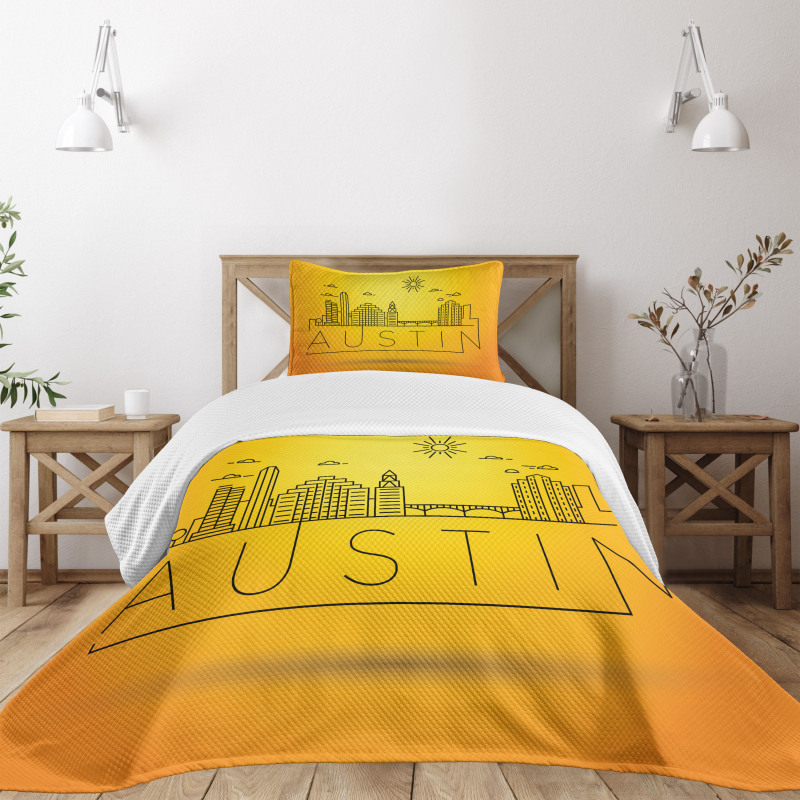 Minimal Texas Linear Skyline Bedspread Set