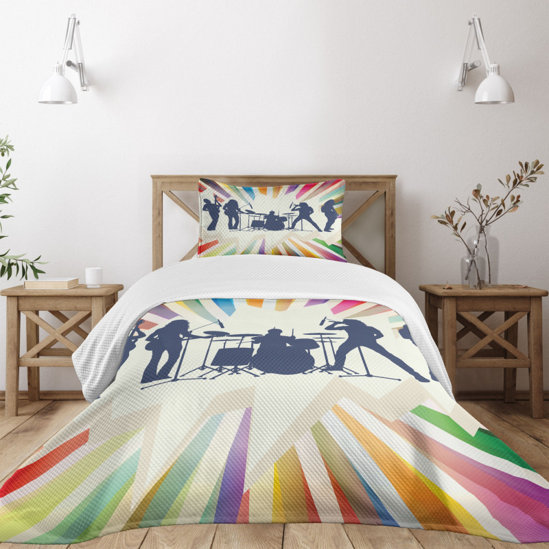 Rock Band 80s Hairstyle Music Bedspread Set