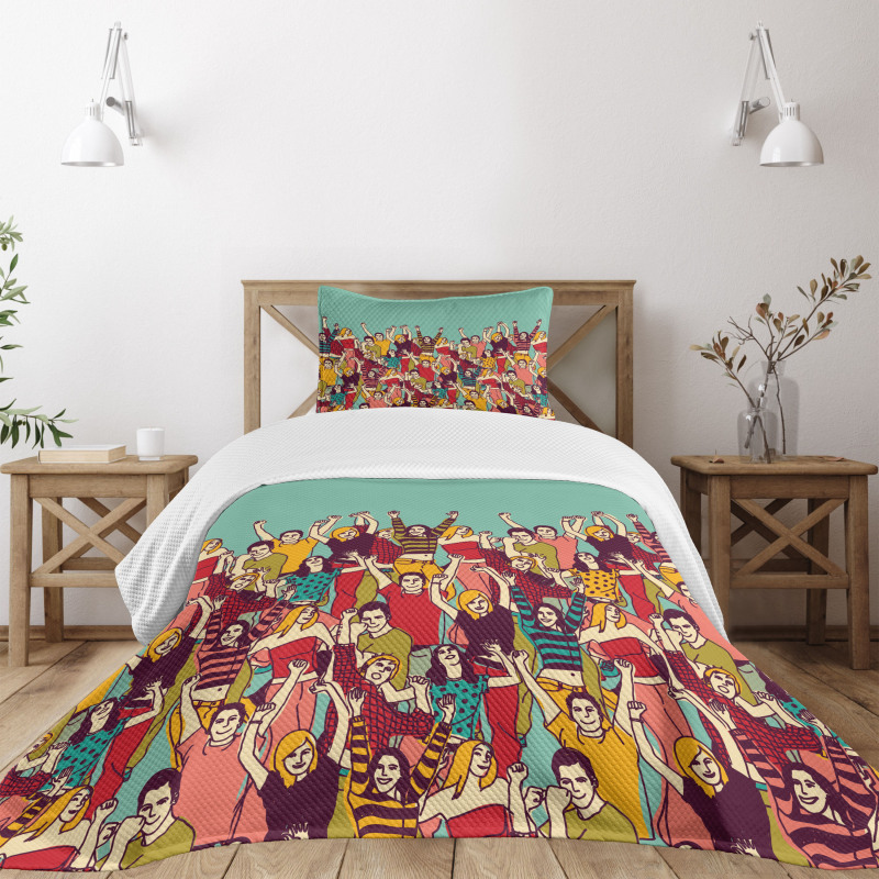 Youthful Polka Dotted Tshirts Bedspread Set