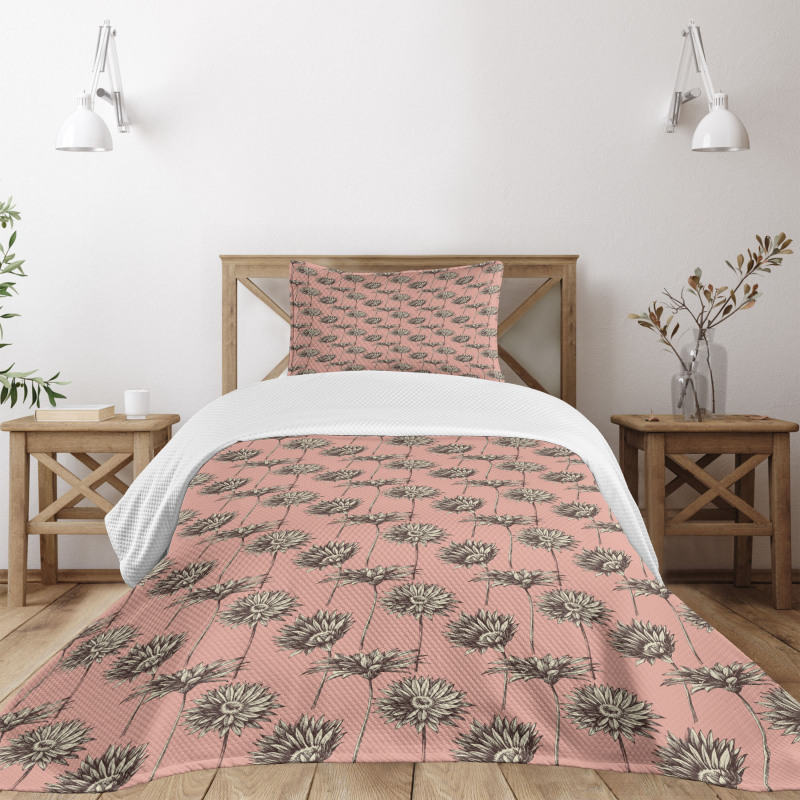 Dramatic Pink Gerbera Flower Bedspread Set
