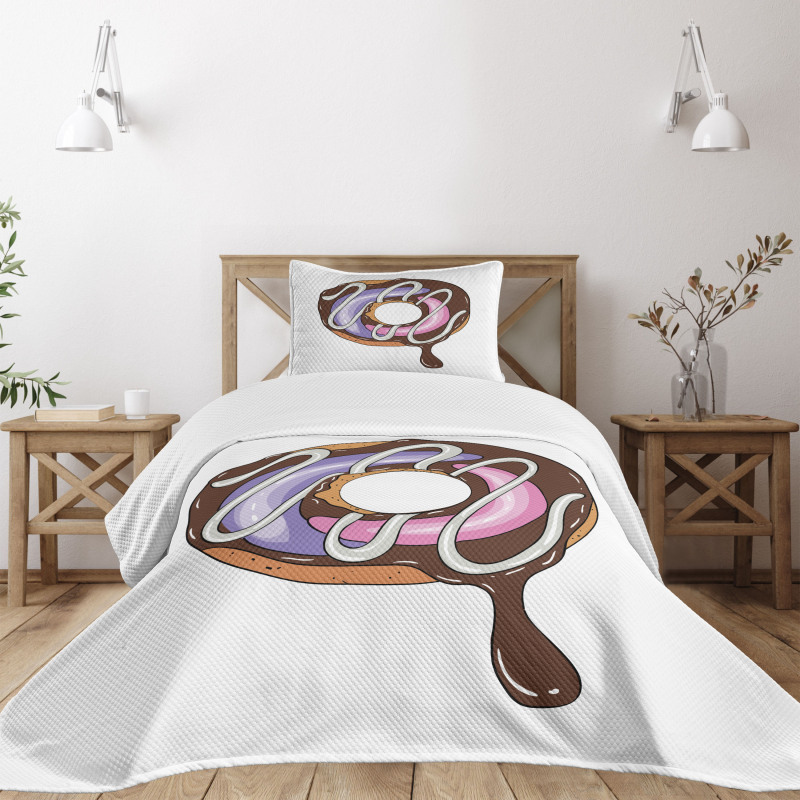 Doughnut American Food Theme Bedspread Set