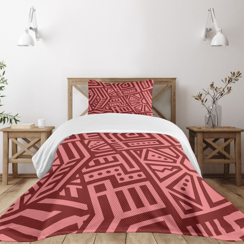 Angled Lines and Dots Bedspread Set