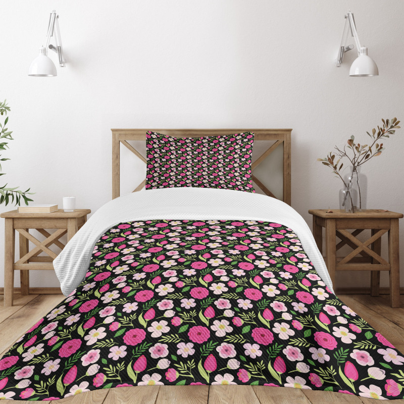 Petals Leaves and Stalks Bedspread Set