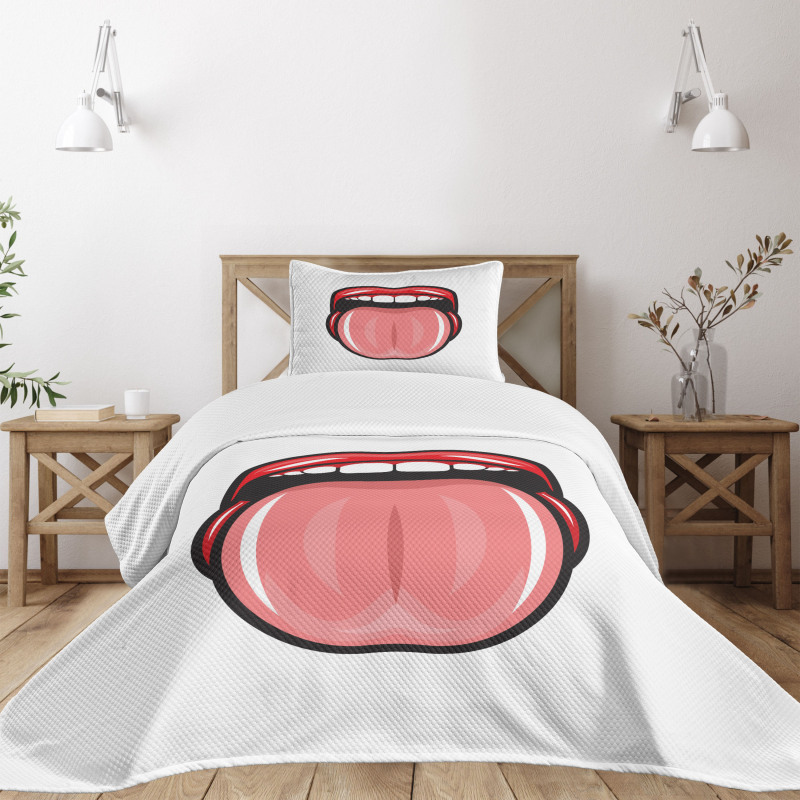 Open Mouth Tongue out Image Bedspread Set