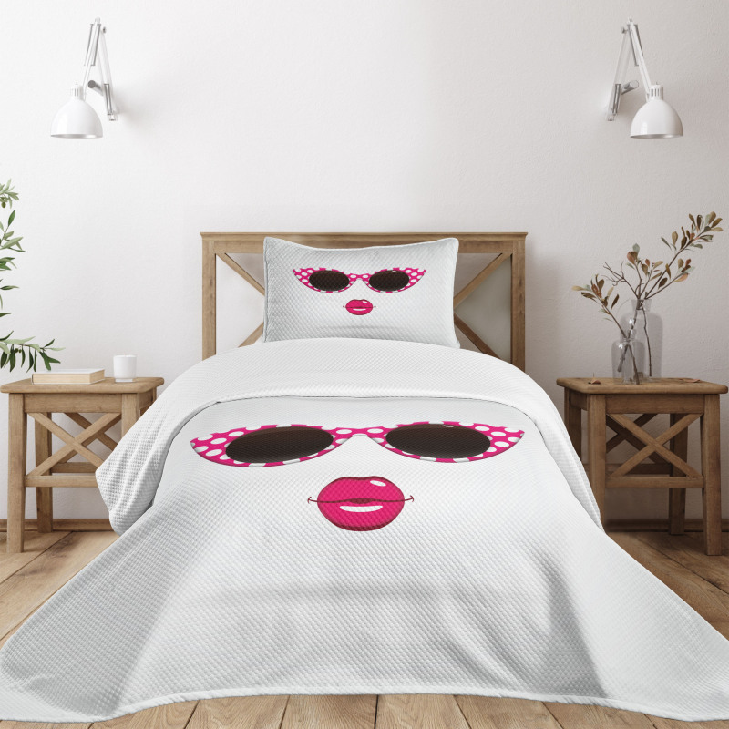 Polka Dot Cat Eye Sunglasses Bedspread Set