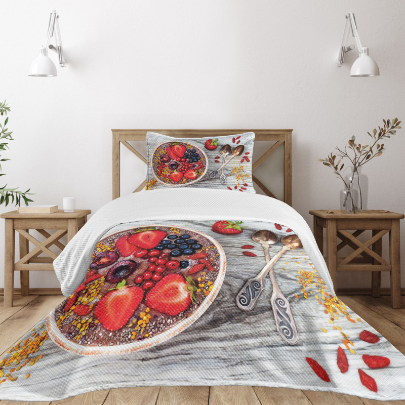 Breakfast Foods Bowl Bedspread Set