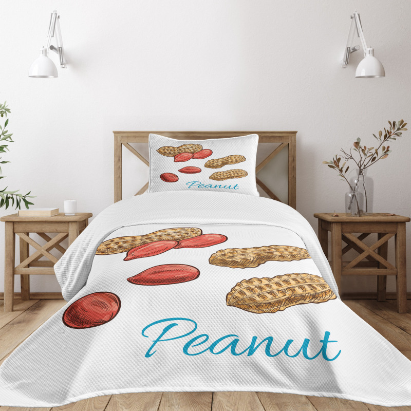 Peanut Sketch of Nut Bedspread Set