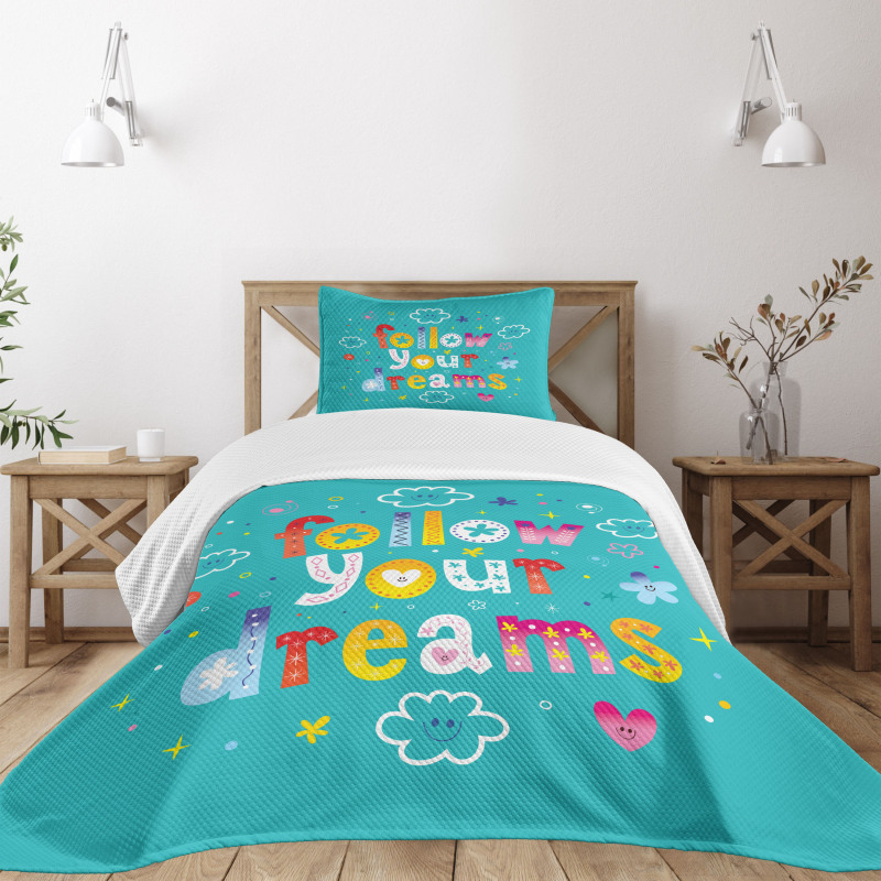 Childish Style Funny Clouds Bedspread Set