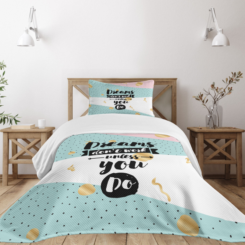 Words Abstract Hipster Retro Bedspread Set