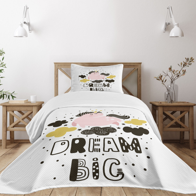 Unicorn in the Sky with Stars Bedspread Set