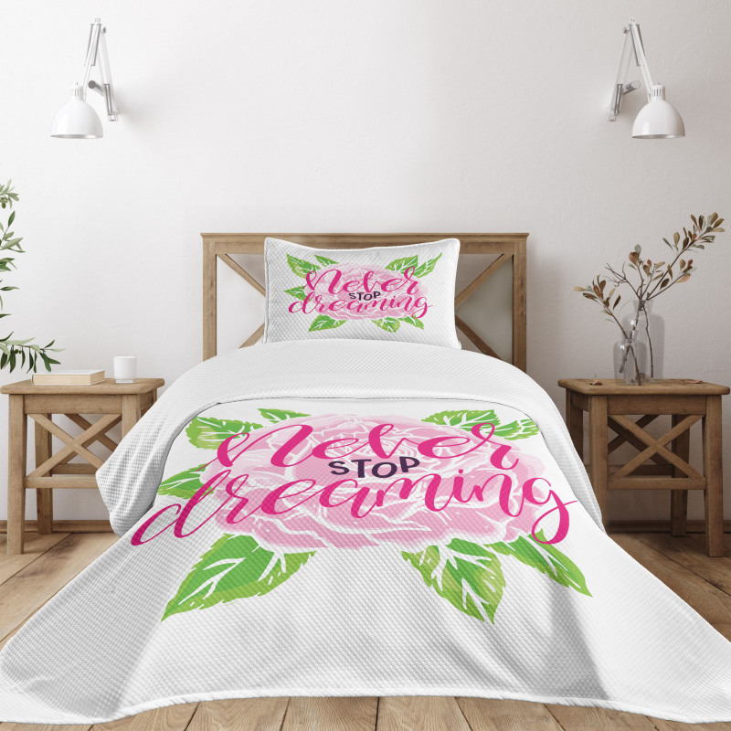 Romantic Rose Calligraphy Bedspread Set