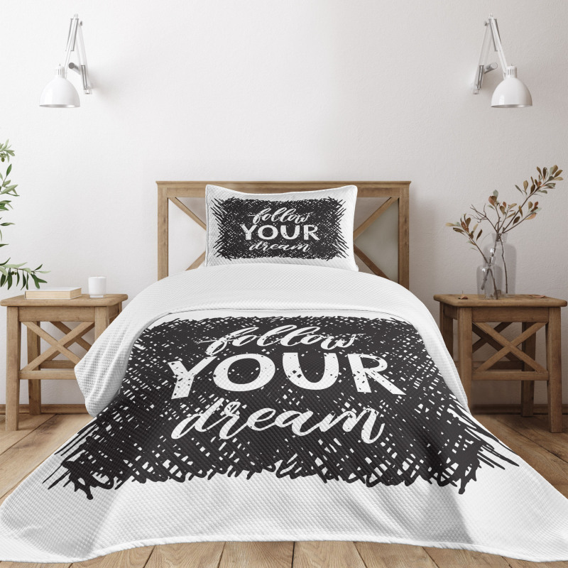 Words Grunge Black Scribble Bedspread Set