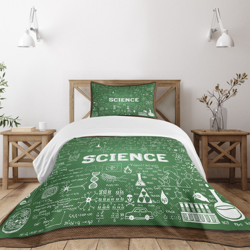 Science Word on Chalkboard Bedspread Set