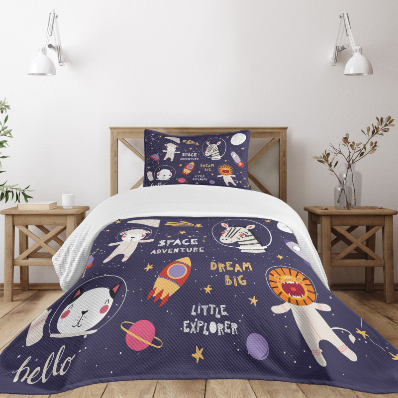 Animal Astronaut Bedspread Set