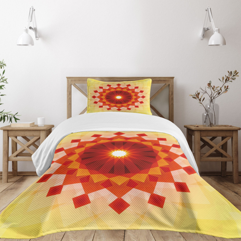 Fluorescent Rays Squares Bedspread Set