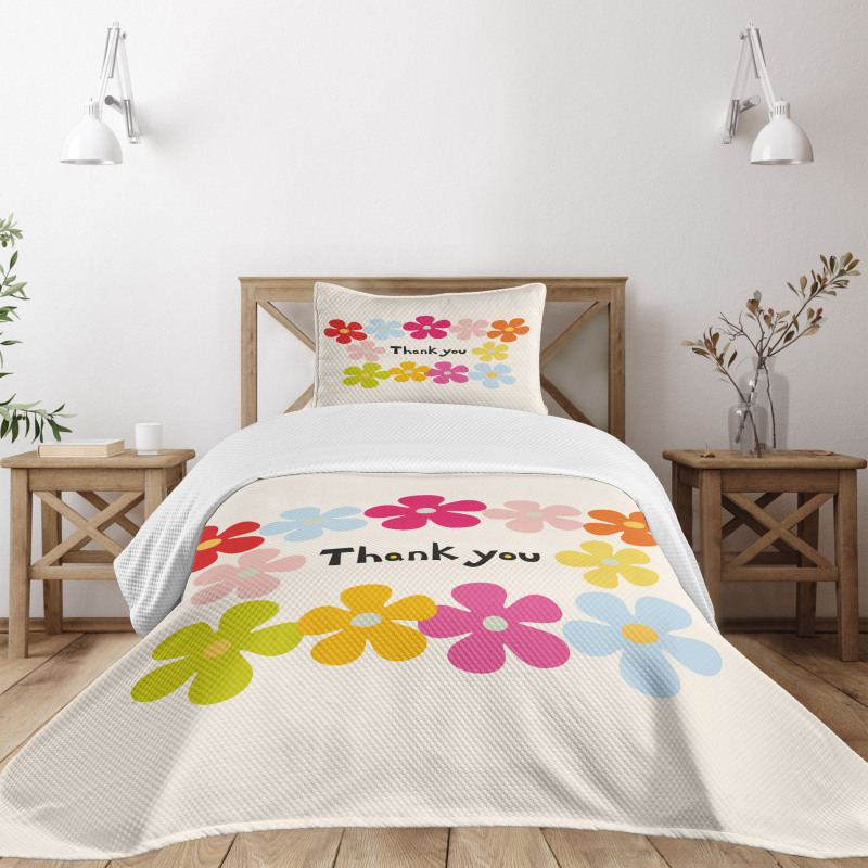 Simple Colorful Flowers Bedspread Set