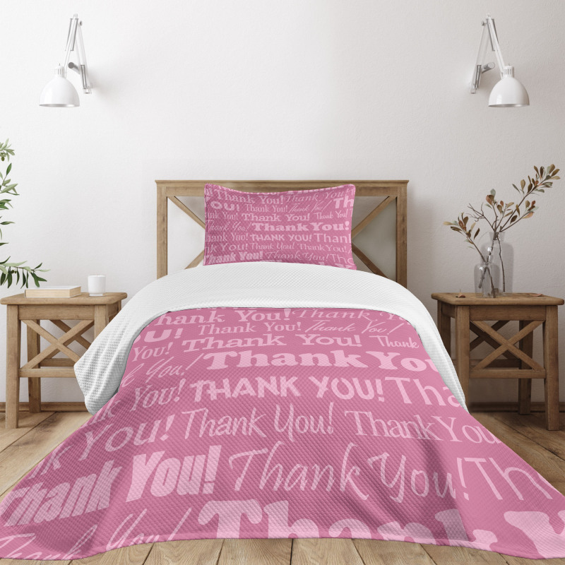 Thankful Message Pink Bedspread Set