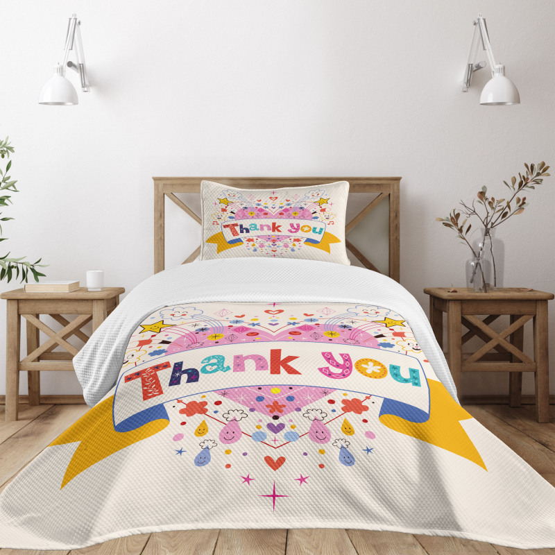 Heart Stars and Clouds Bedspread Set