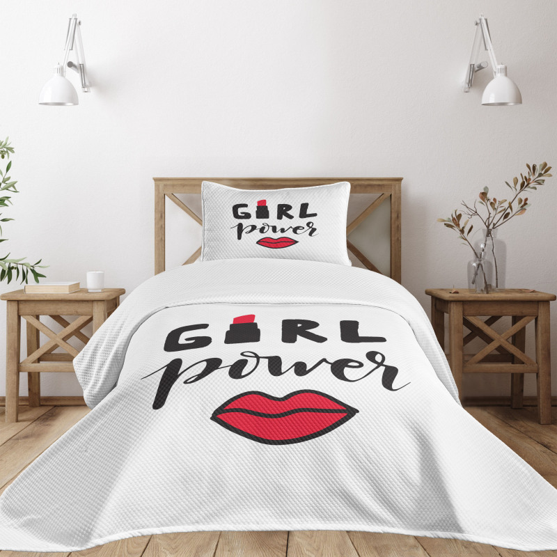 Lipstick in Text Design Bedspread Set