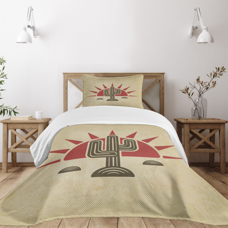 Tribal Saguaro and Sun Bedspread Set