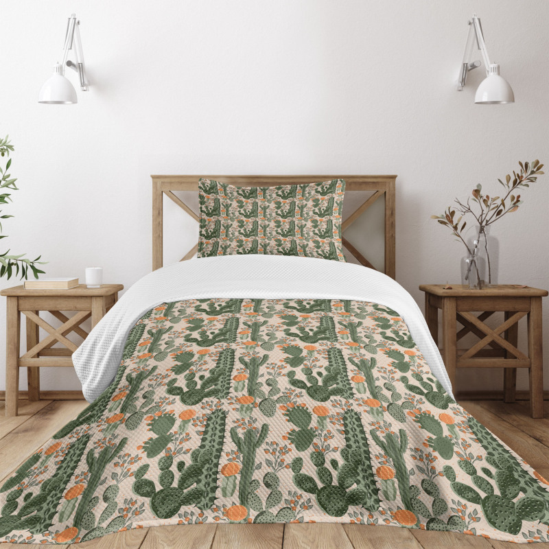 Desert Botany Cacti Flora Bedspread Set