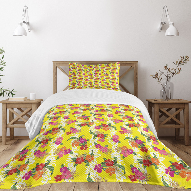 Tropical Flowers Art Bedspread Set