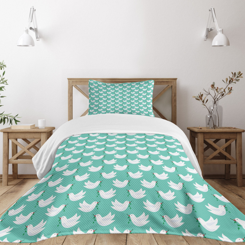 Doodle Dove with Branch Bedspread Set