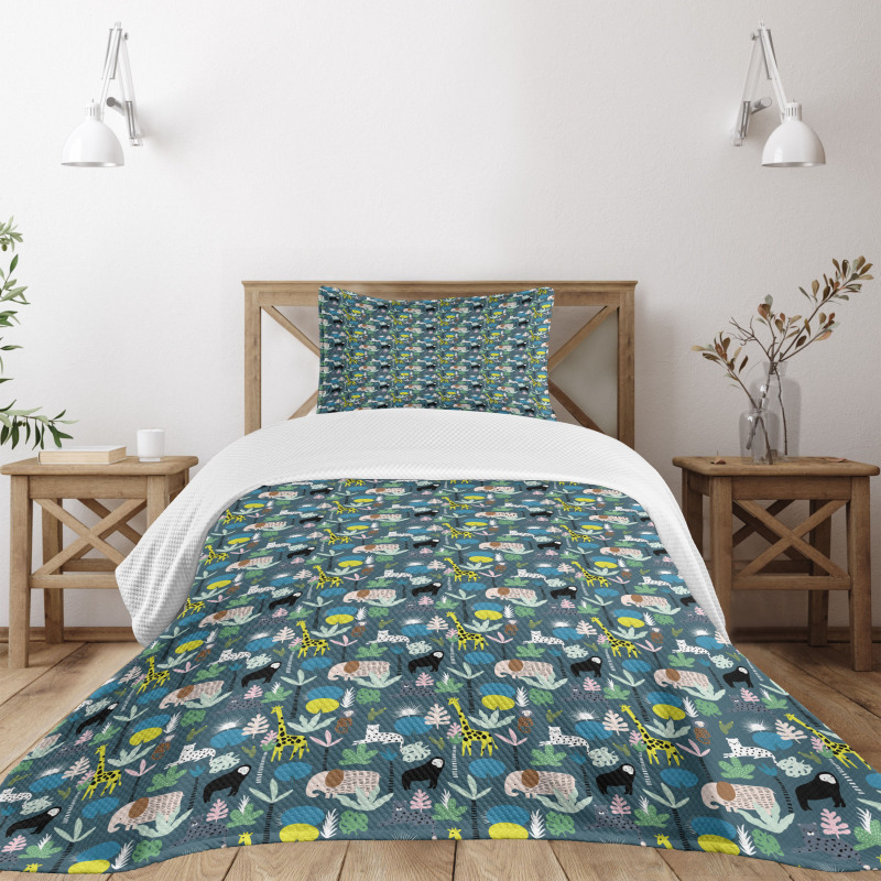 Childish Art Forest Animals Bedspread Set